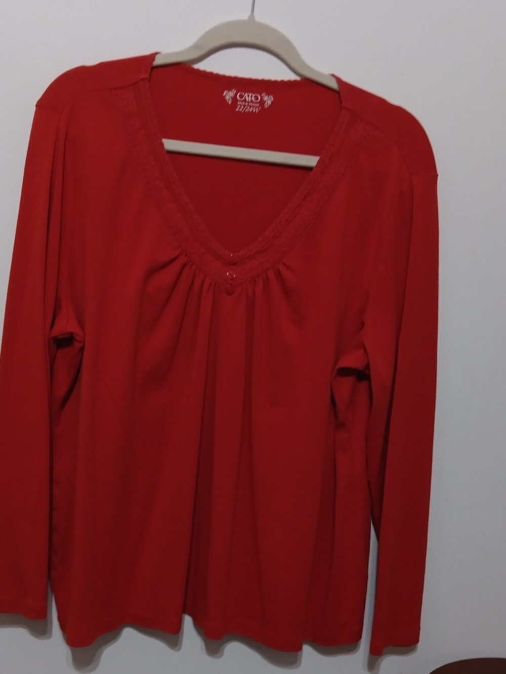 Cato Red V-Neck Long Sleeve Top